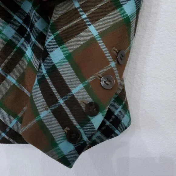 Givenchy Vintage 90's Multi-Color Plaid Women's Wool Blazer Logo Buttons Size 44 - Picture 15 of 16